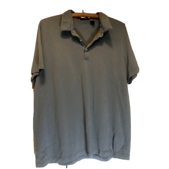 Theory Polo Iceberg Blue three-btn Short Sleeve Polo Shirt Cotton Peru XL - Picture 1 of 6
